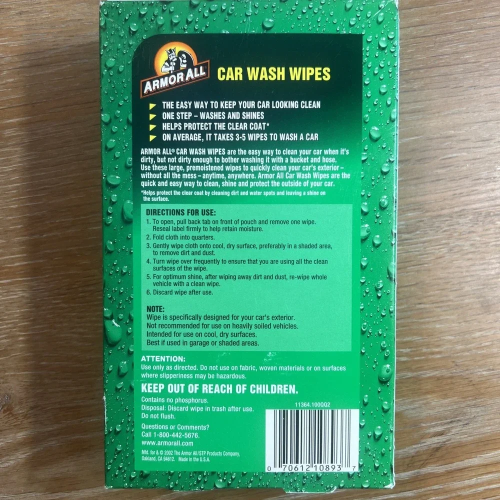 Armor All Car Wash Wipes Armorall‎ 10 L Large Sealed Box 13 x 15